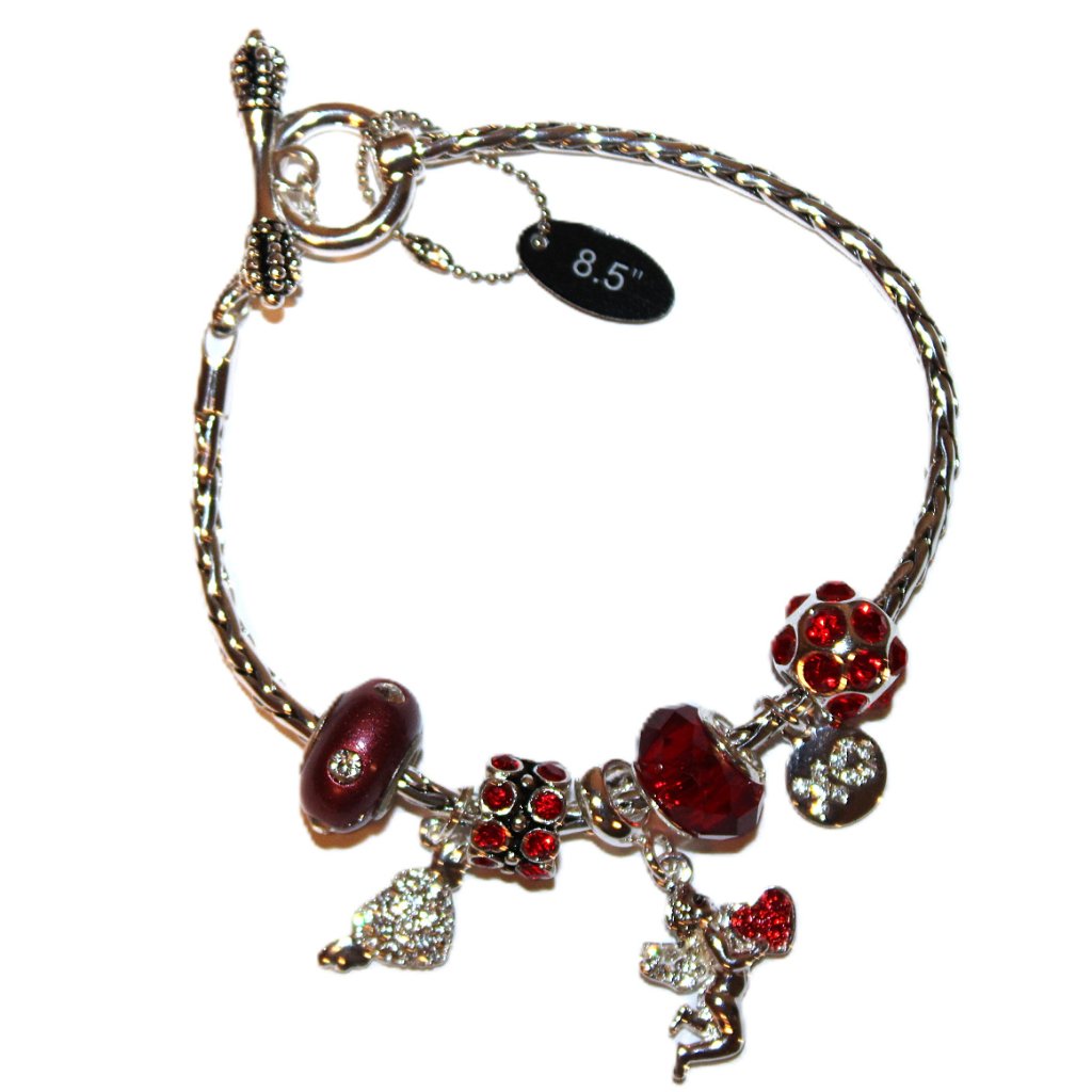 Davinci Charm Bracelet 85 7 Beads - Valentines Day Heart Xo Cupid Love Red Cz 37$